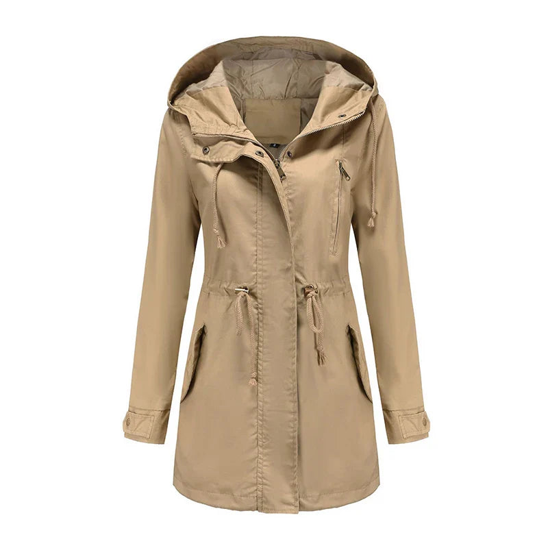 Mimmi™ Trenchcoat med Huva – Perfekt för Vår & Höst!