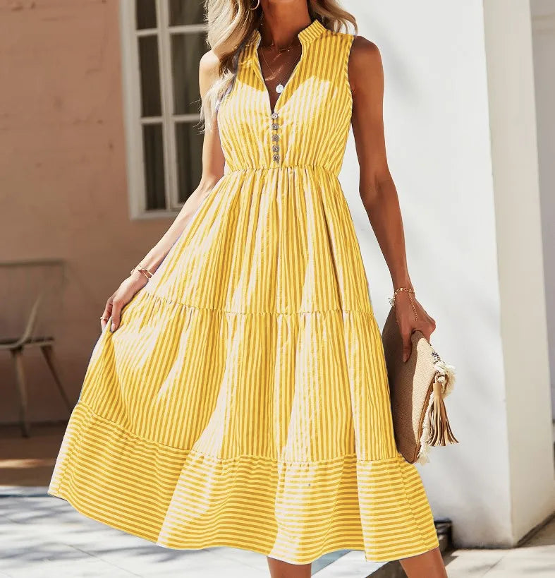 Holly™ | Ärmlös boho sommarklänning med ränder – Lätt och avslappnad för varma dagar