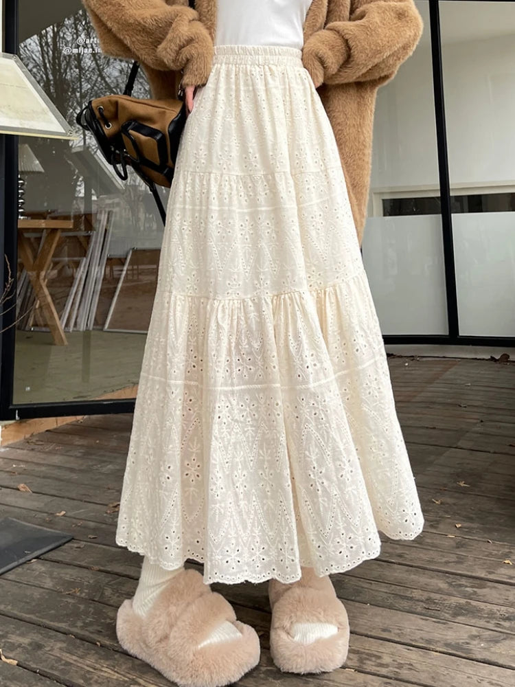 Ibiza™ – Vit Bomullskjol med Brodyr i Boho-stil | Perfekt för Vår & Sommar