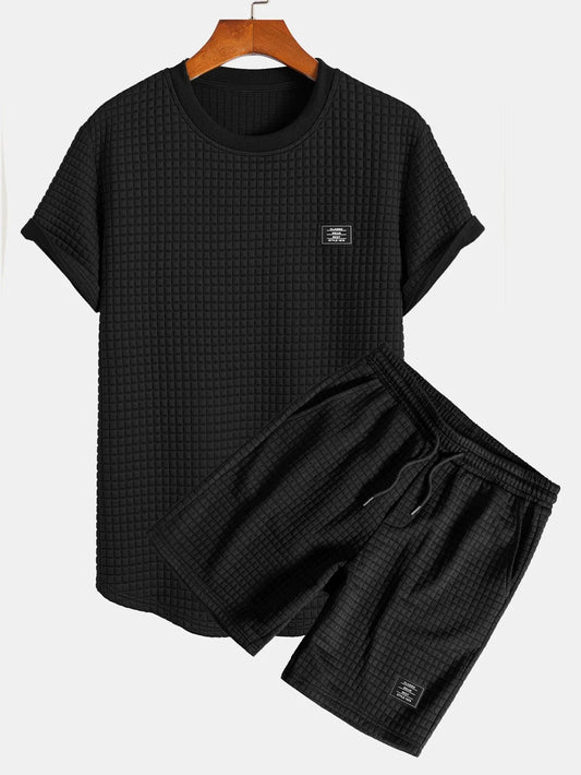 Martin™ - Sommarset – Stilren Waffle T-shirt & Shorts i 2 delar