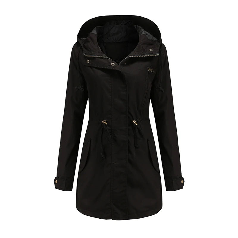 Mimmi™ Trenchcoat med Huva – Perfekt för Vår & Höst!