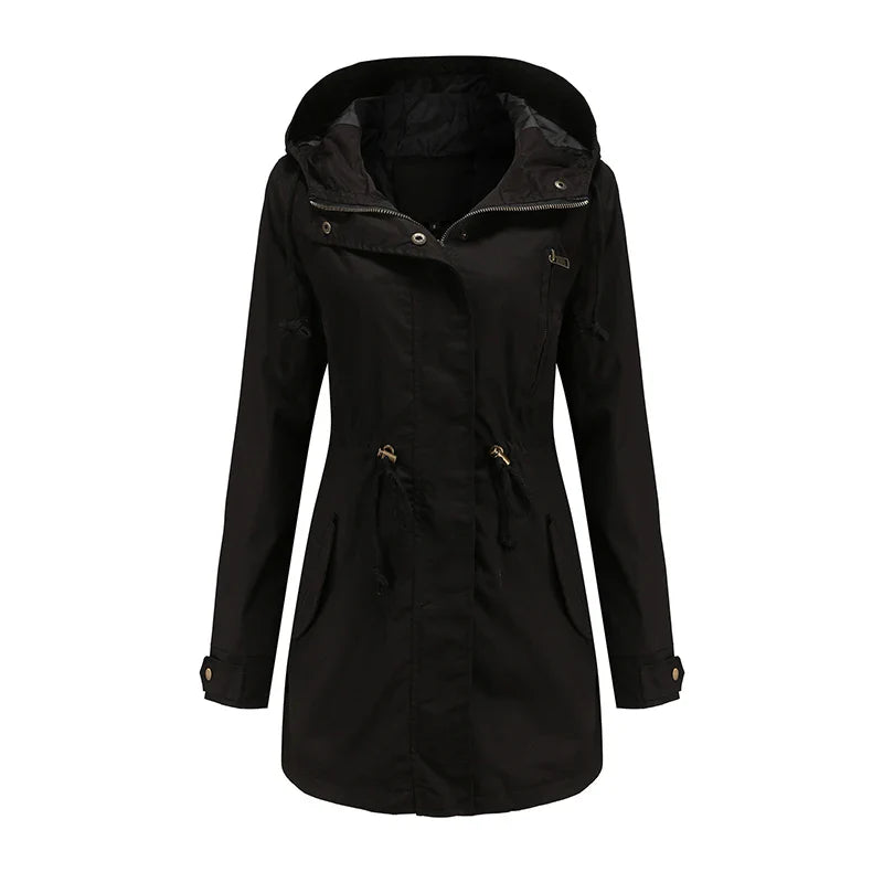 Mimmi™ Trenchcoat med Huva – Perfekt för Vår & Höst!