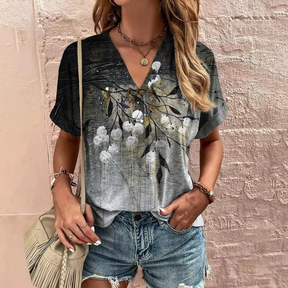 Lova™ - Vintage Blommig V-ringad Topp – Tidlös & Elegant