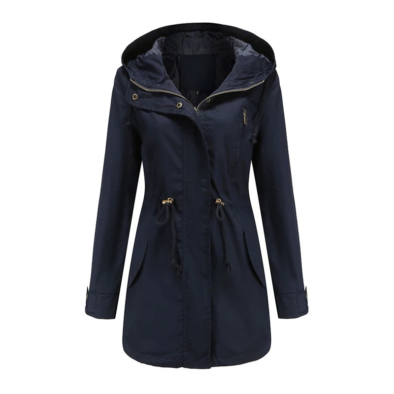 Mimmi™ Trenchcoat med Huva – Perfekt för Vår & Höst!