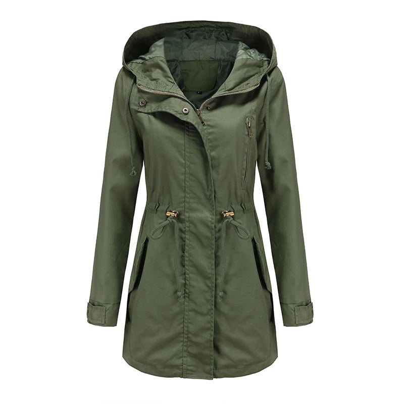Mimmi™ Trenchcoat med Huva – Perfekt för Vår & Höst!