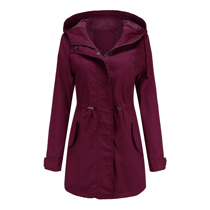 Mimmi™ Trenchcoat med Huva – Perfekt för Vår & Höst!