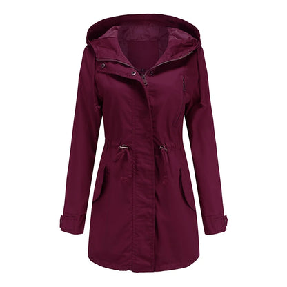 Mimmi™ Trenchcoat med Huva – Perfekt för Vår & Höst!