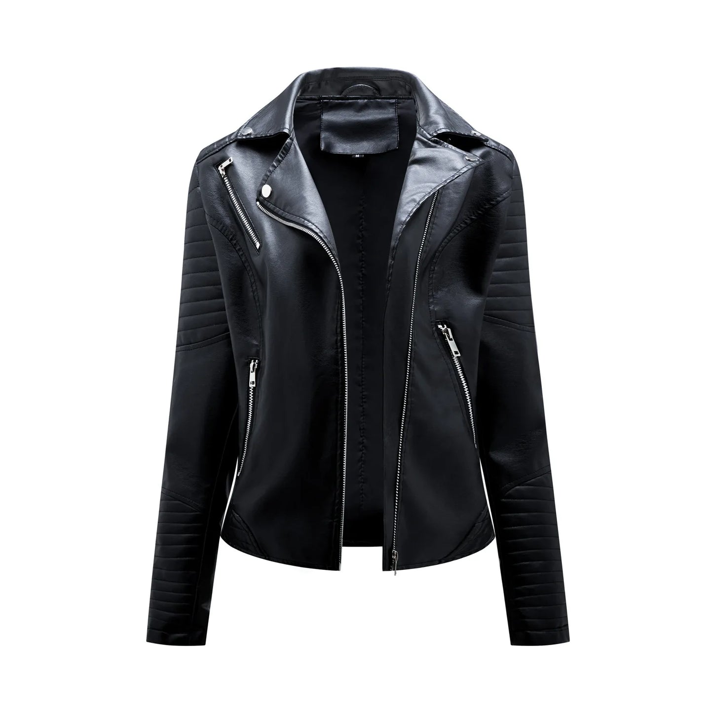 Manon™ - Dam Läderjacka – Slim Fit med Flip Collar och Sned Rist – 40% Rabatt!