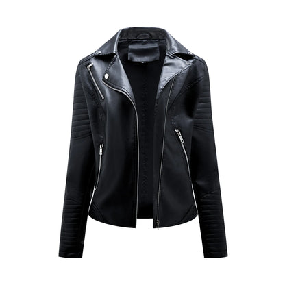 Manon™ - Dam Läderjacka – Slim Fit med Flip Collar och Sned Rist – 40% Rabatt!