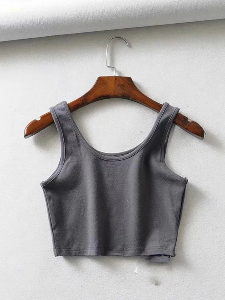 Romina™ – Ärmlös Somrig Crop Top med Förförisk U-ringning