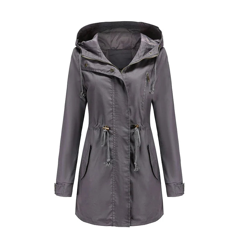 Mimmi™ Trenchcoat med Huva – Perfekt för Vår & Höst!