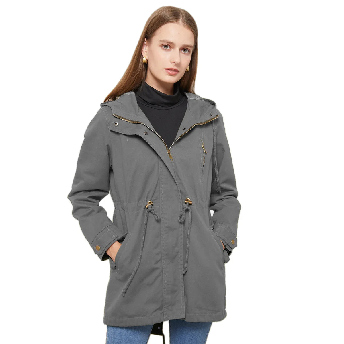 Mimmi™ Trenchcoat med Huva – Perfekt för Vår & Höst!