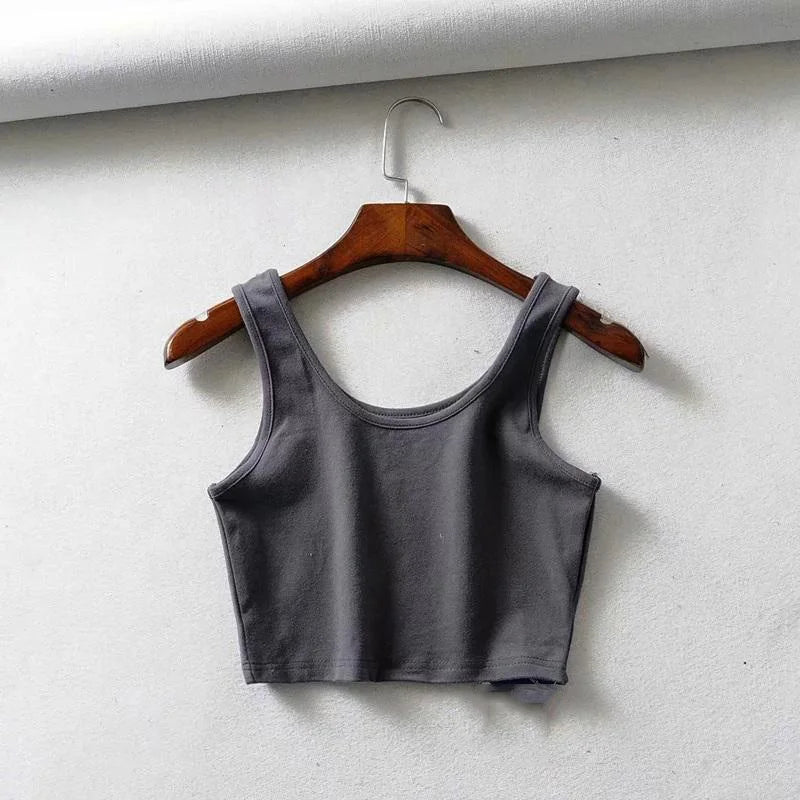 Romina™ – Ärmlös Somrig Crop Top med Förförisk U-ringning