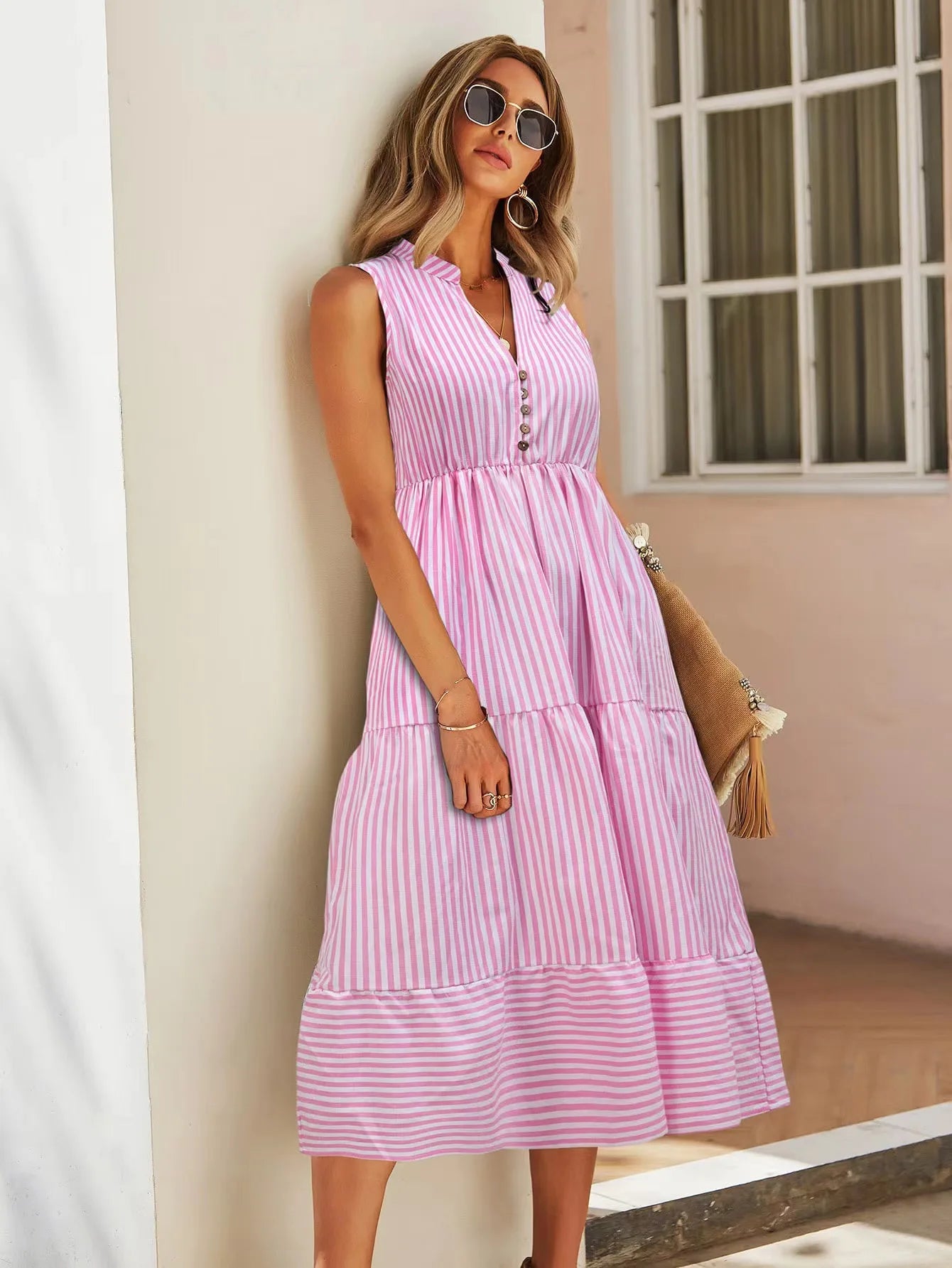 Holly™ | Ärmlös boho sommarklänning med ränder – Lätt och avslappnad för varma dagar