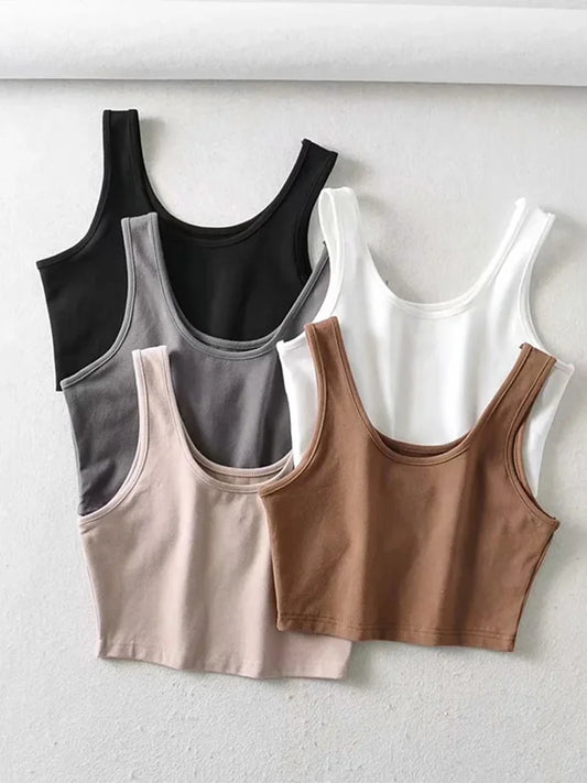 Romina™ – Ärmlös Somrig Crop Top med Förförisk U-ringning