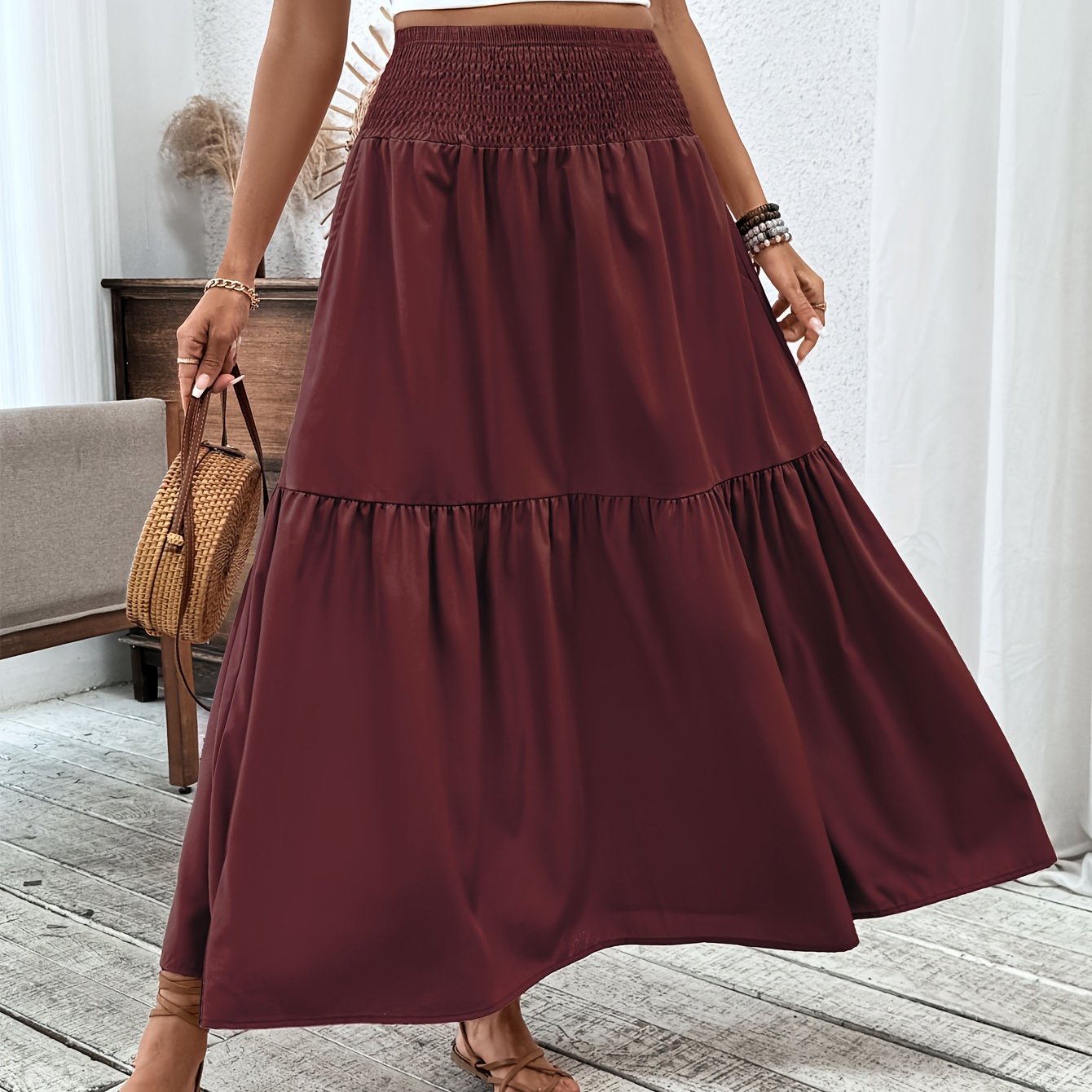 Inga™ | Casual Ditsy Floral Kjol med Elastisk Midja