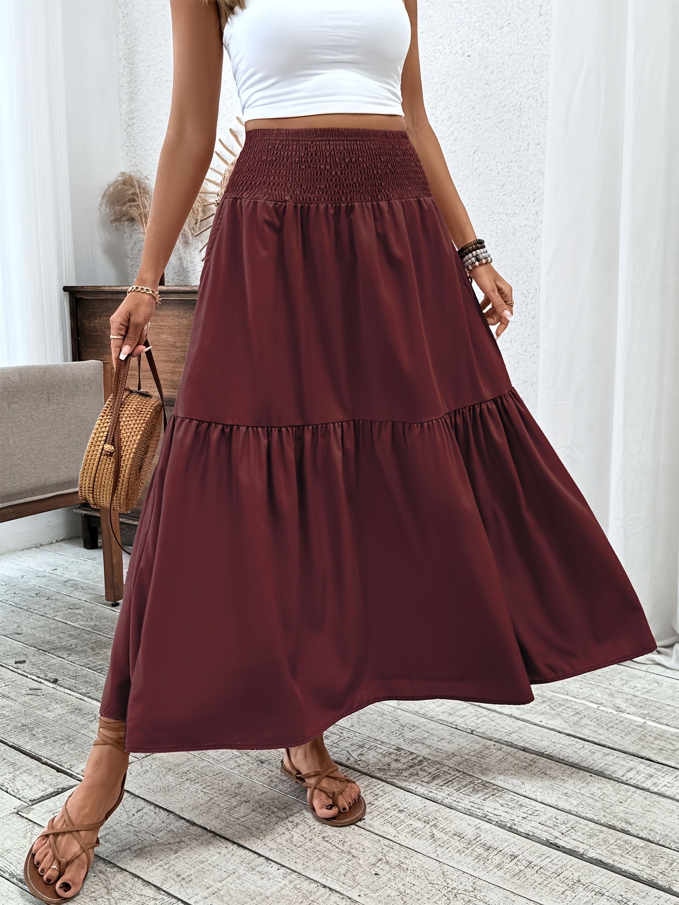 Inga™ | Casual Ditsy Floral Kjol med Elastisk Midja