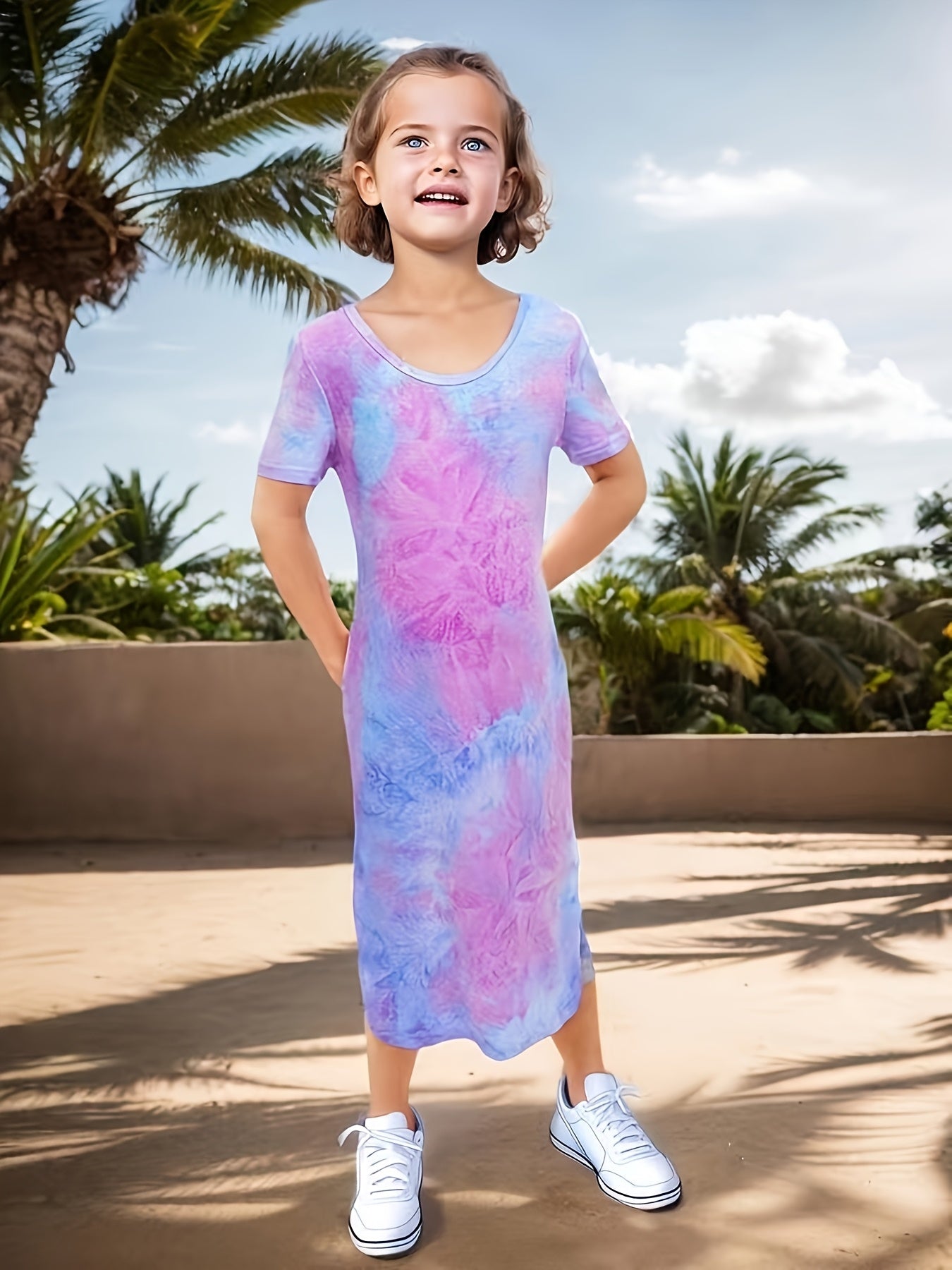Lisa™ – Somrig Flickklänning ☀️👗 | Lätt, Trendig & Lekfull med Unik Tie-Dye Tryck