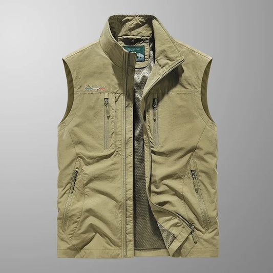 Kasper™ | Andningsbar Cargo Bodywarmer med Flera Fickor -Kaki